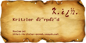 Kritzler Árpád névjegykártya